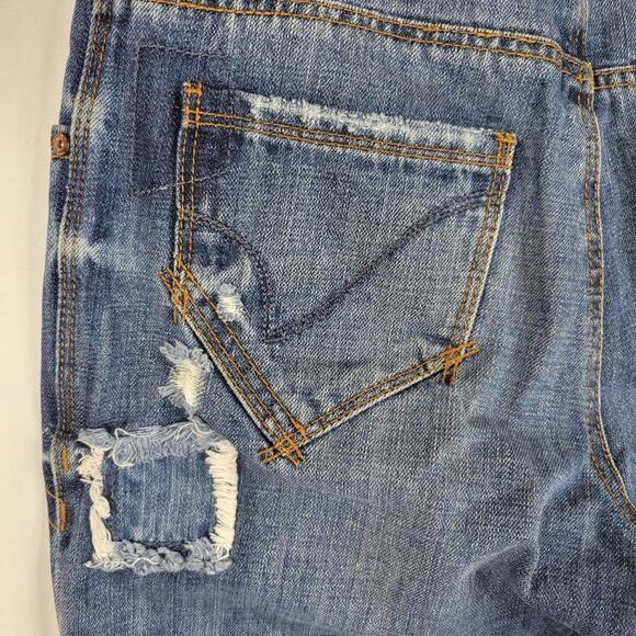 28 ONLY Gwen European distressed OOAK artisan Boyfriend loose fit blue JEANS 32 - Picture 15 of 15